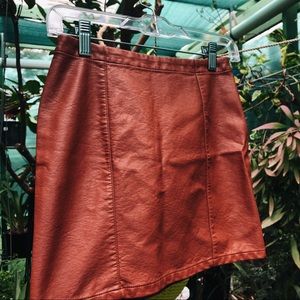 Rust Leather Skirt